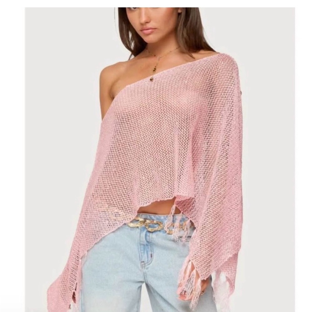 Women's Pink Off-Shoulder Drape